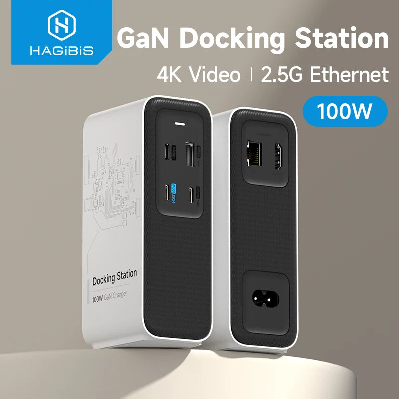 Hagibis 100W GaN Docking Station – USB-C Hub with 4K HDMI