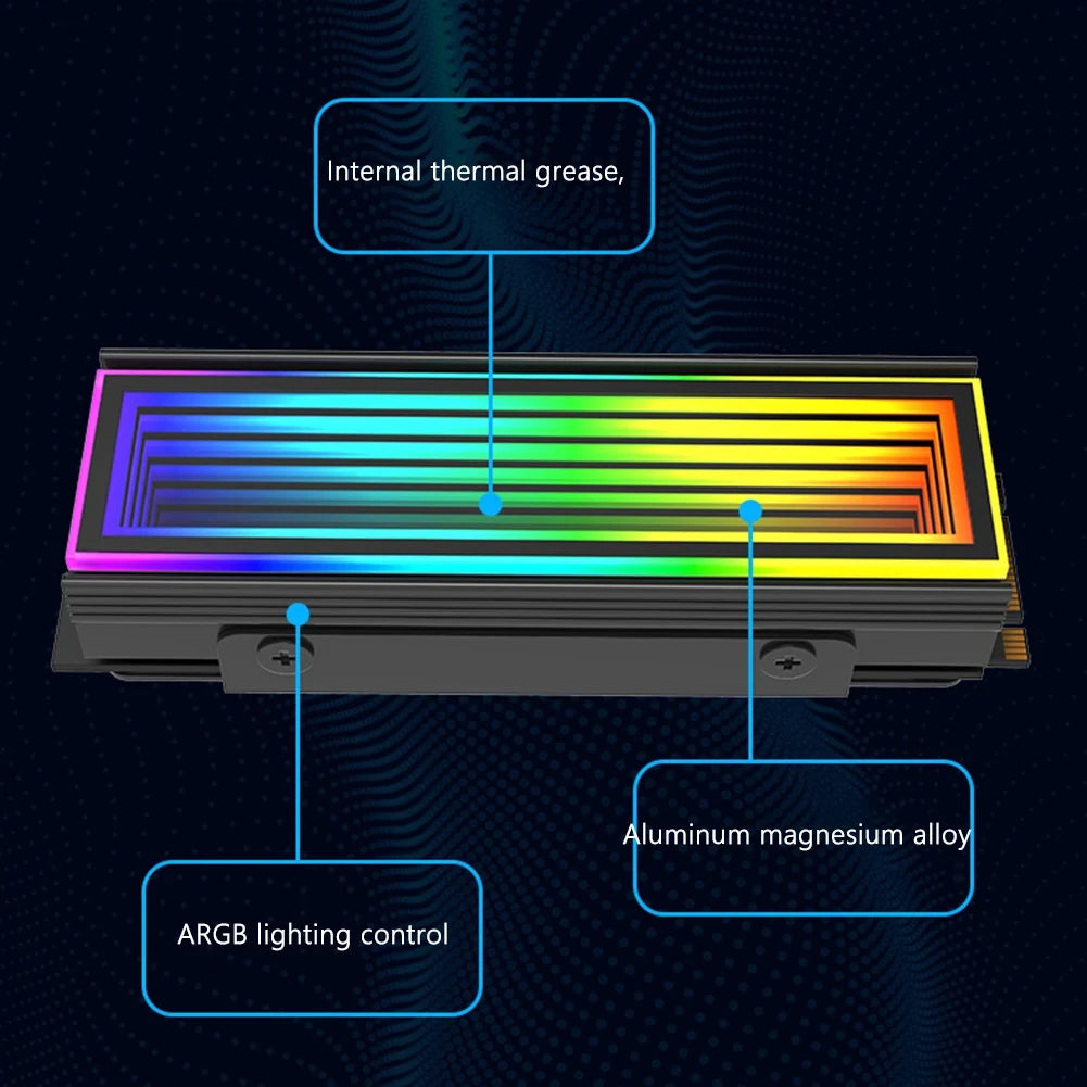 5V 3Pin ARGB M.2 SSD Heatsink Cooler – Aura Sync RGB Aluminum Radiator for NVMe 2280 SSD