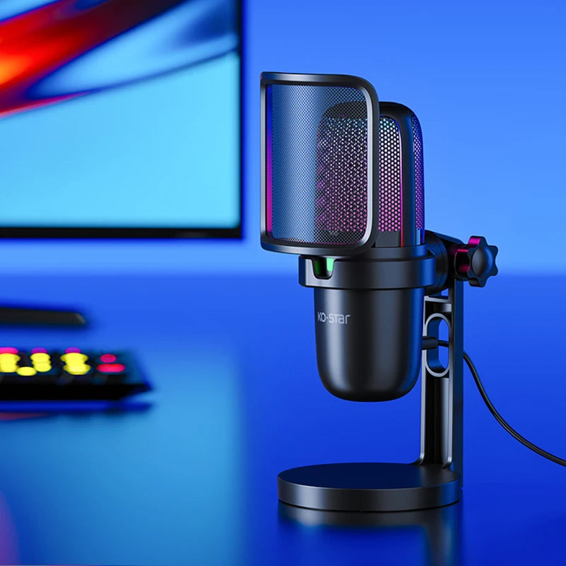 Gaming Cardioid RGB Condenser Microphone for Streaming & Recording