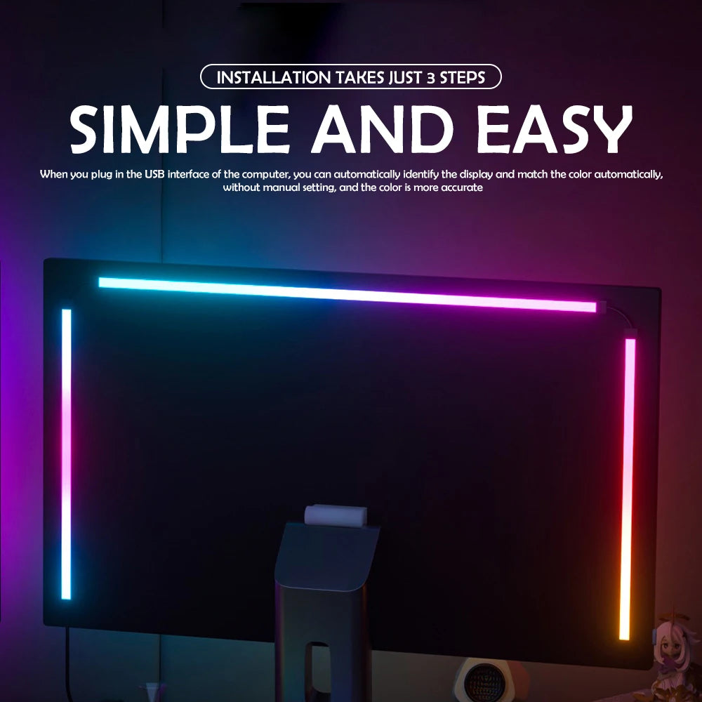 RGB Gaming Monitor Backlight LED Strip – Smart APP Sync Ambient Lighting