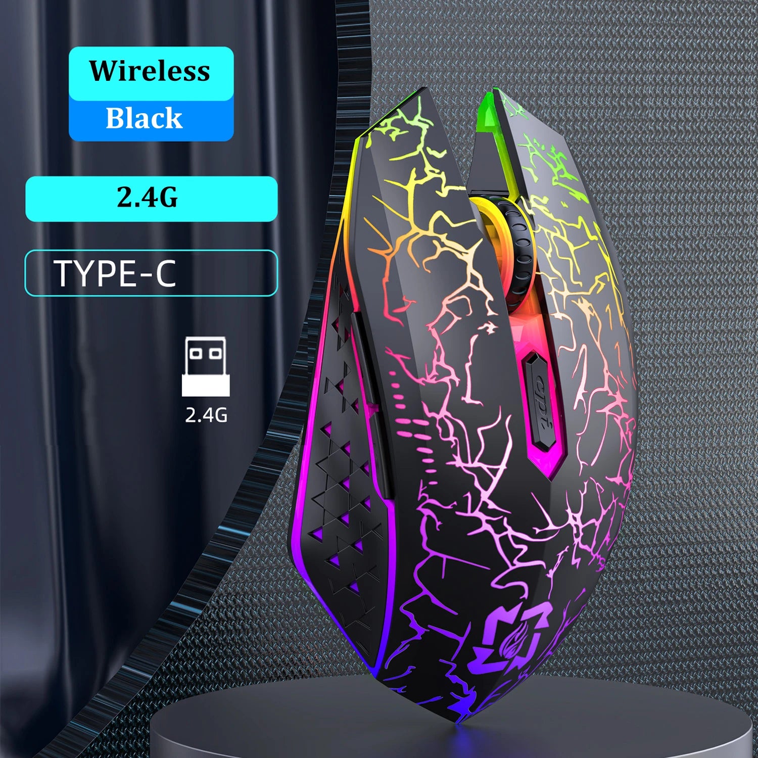 RGB Wireless Gaming Mouse – Bluetooth 5.2 & 2.4GHz Rechargeable Gaming Mouse