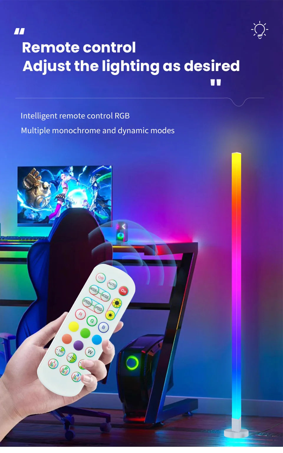 RGB LED Corner Floor Lamp – Smart APP & Remote Control Ambient Light