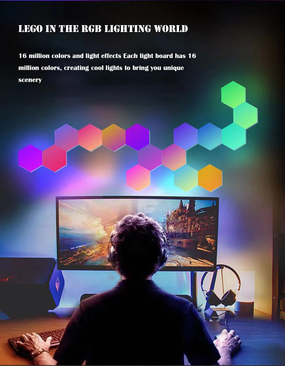 LED Hexagon Wall Panels – Smart APP RGB Gaming Lights