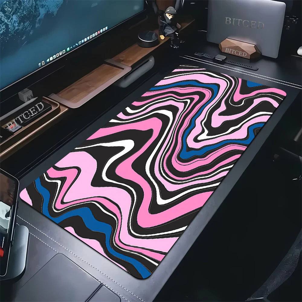 XXL Black & White Strata Gaming Mouse Pad – Extended Desk Mat