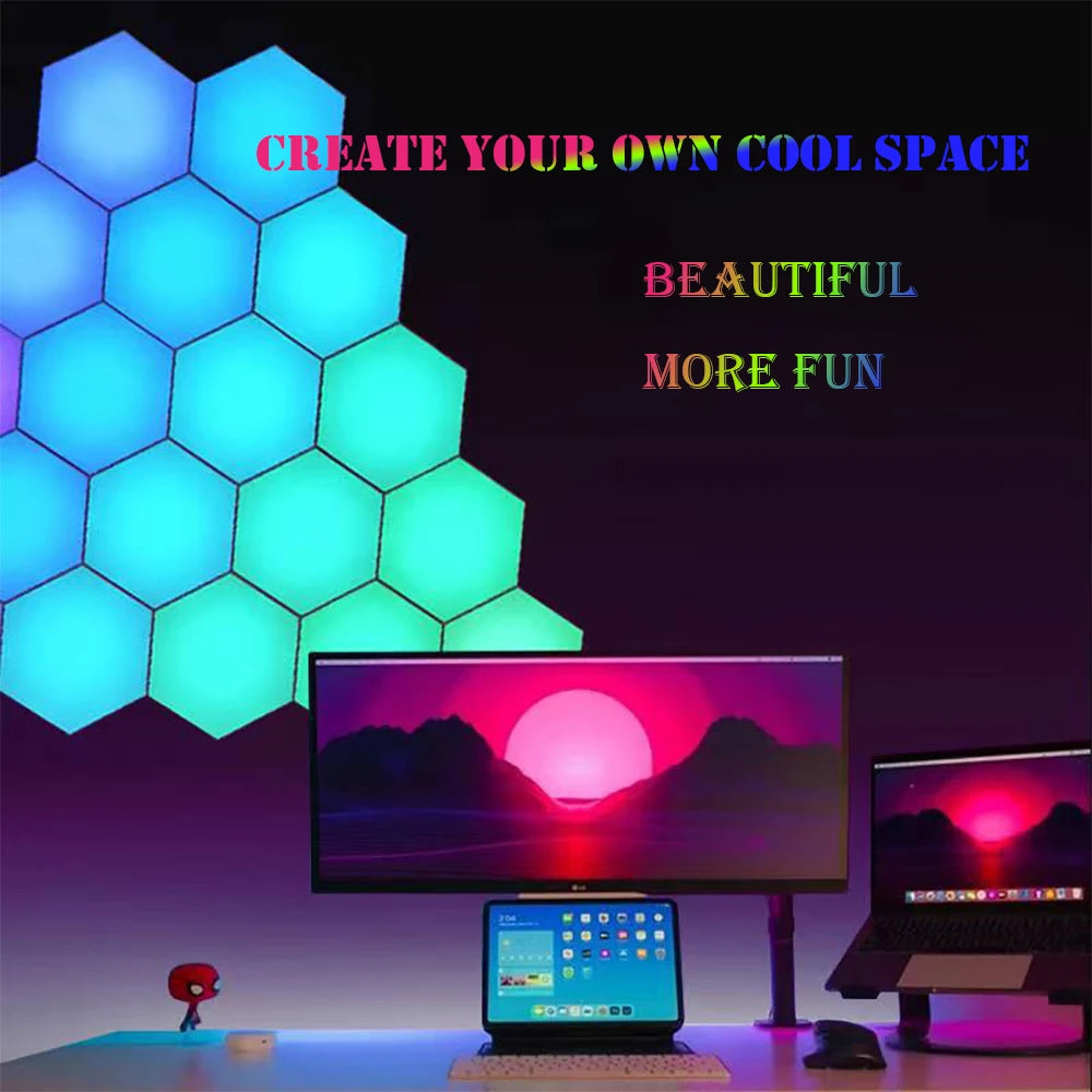 LED Hexagon Wall Panels – Smart APP RGB Gaming Lights