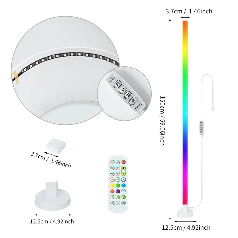 RGB LED Corner Floor Lamp – Smart APP & Remote Control Ambient Light