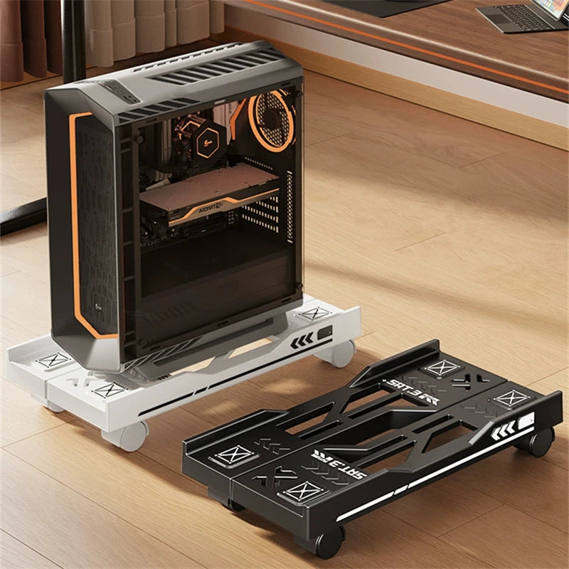 Adjustable Mobile CPU Stand with Rolling Wheels – PC Tower Holder