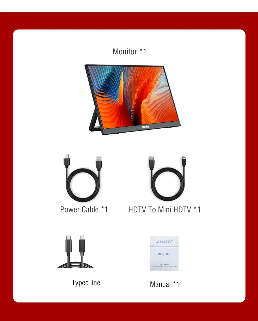 ANMITE 14-Inch Portable Monitor – Touch & Non-Touch Gaming Display