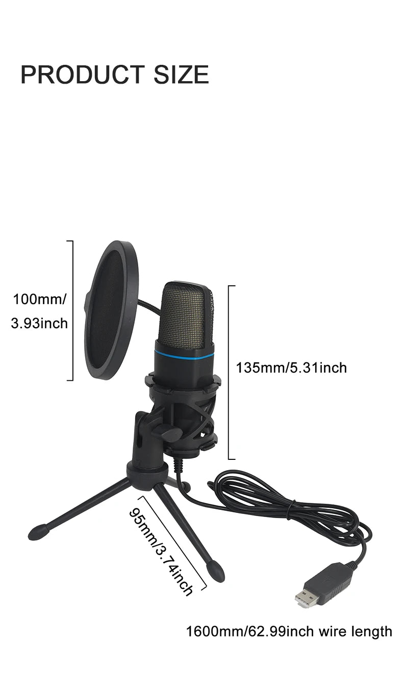 Gaming Microphone RGB USB for Streaming, Podcast & PC Recording