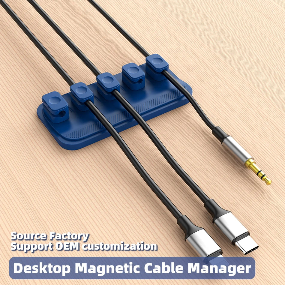 Magnetic Silicone Cable Organizer – Adhesive Cord Management Clip for Car, Desk & Office
