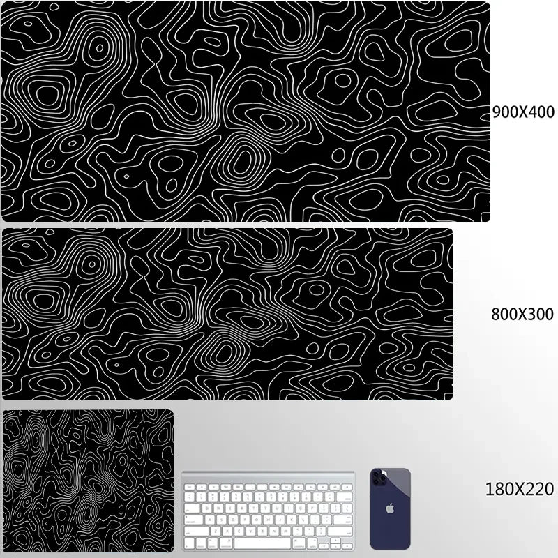 XXL Topographic Gaming Mouse Pad – Extended Desk Mat