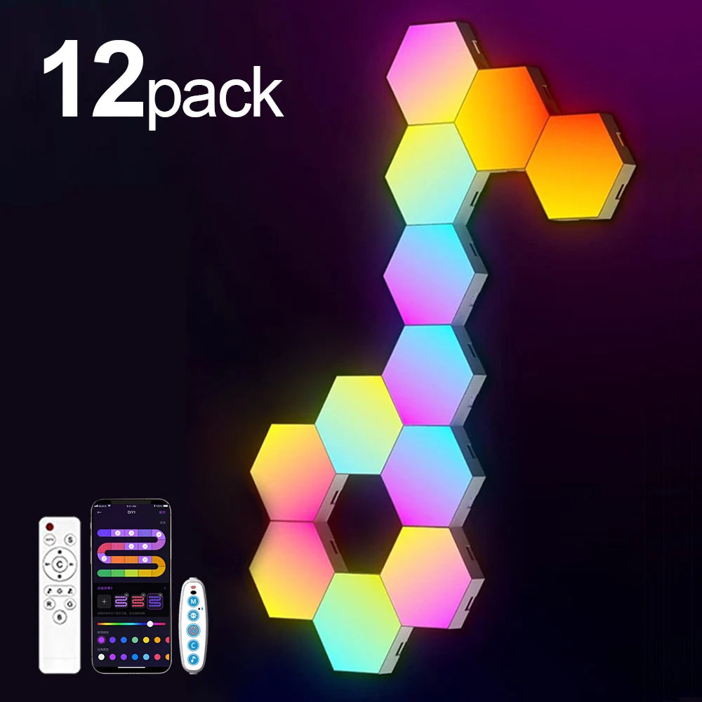 RGB Hexagon LED Wall Panels – Smart App-Controlled Gaming Room Lights