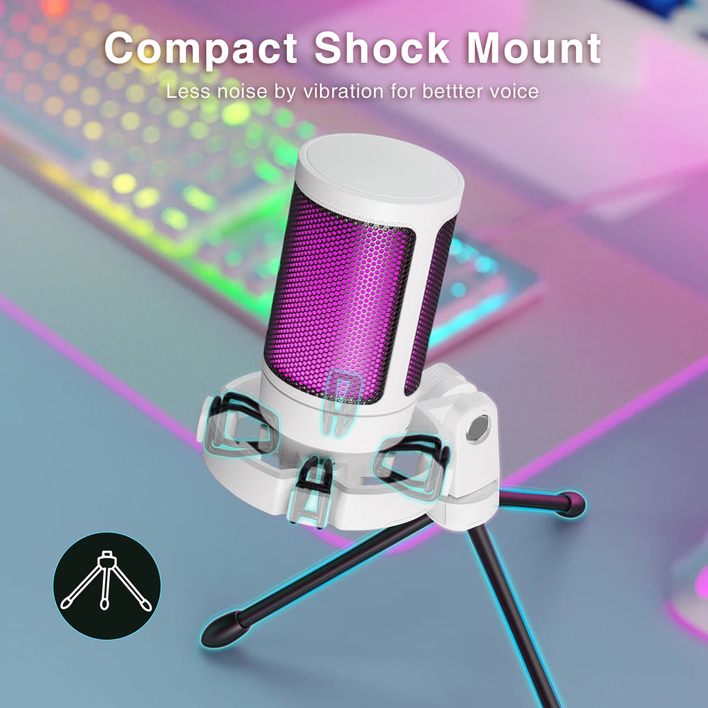 AmpliGame USB Gaming Microphone with RGB & Quick Mute
