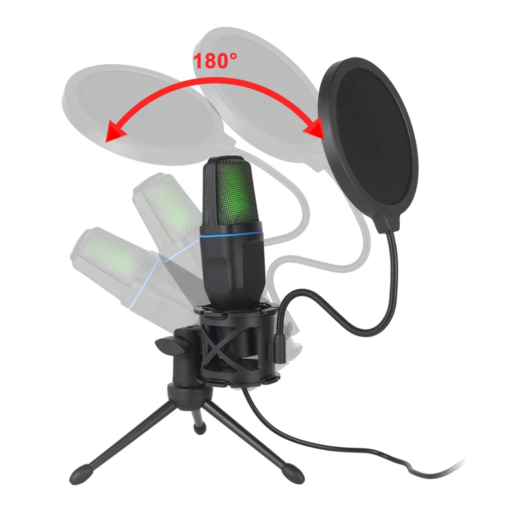 Gaming Microphone RGB USB for Streaming, Podcast & PC Recording