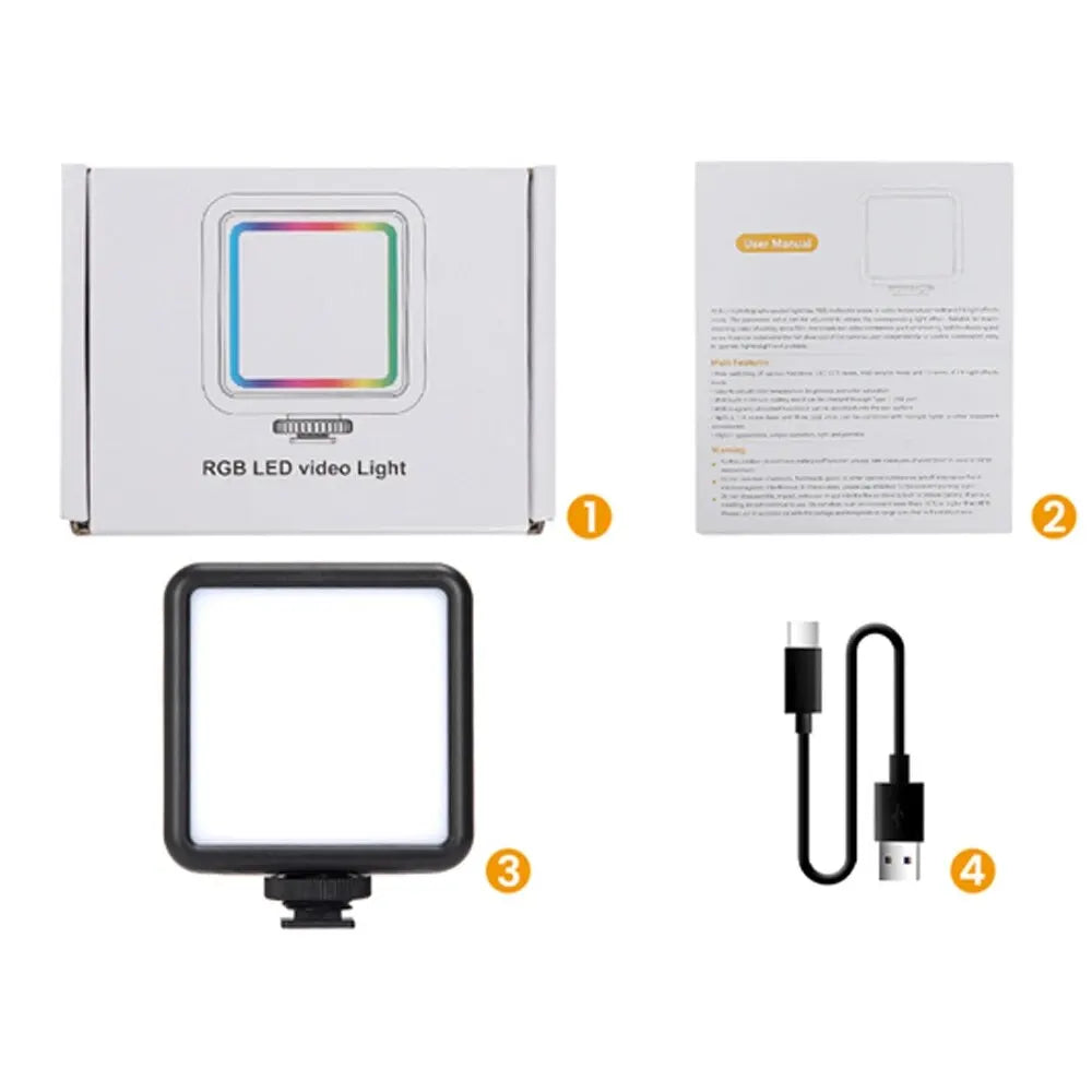 MiniFocus RGB Video Light – Rechargeable LED Camera Light for Streaming, Photography & Video