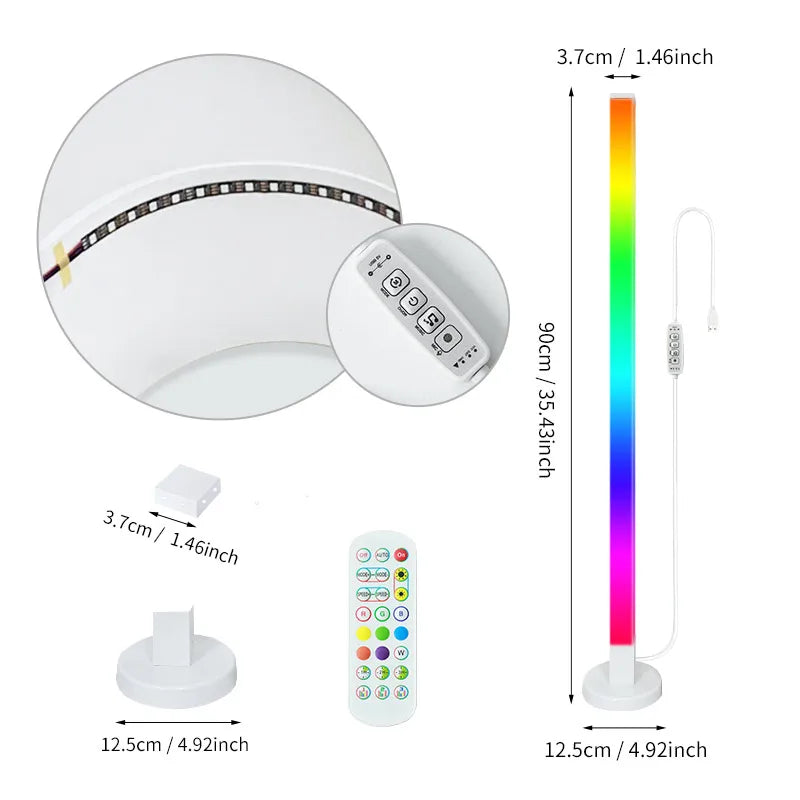 RGB LED Corner Floor Lamp – Smart APP & Remote Control Ambient Light