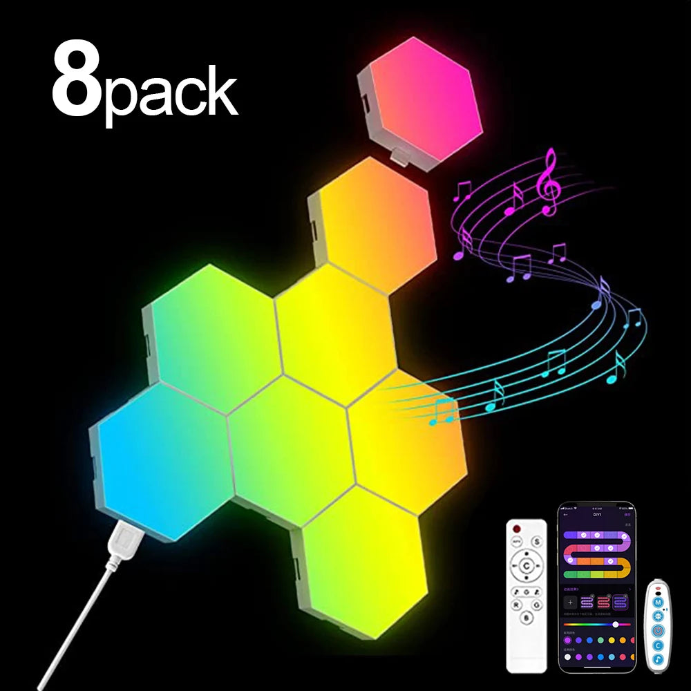 RGB Hexagon LED Wall Panels – Smart App-Controlled Gaming Room Lights