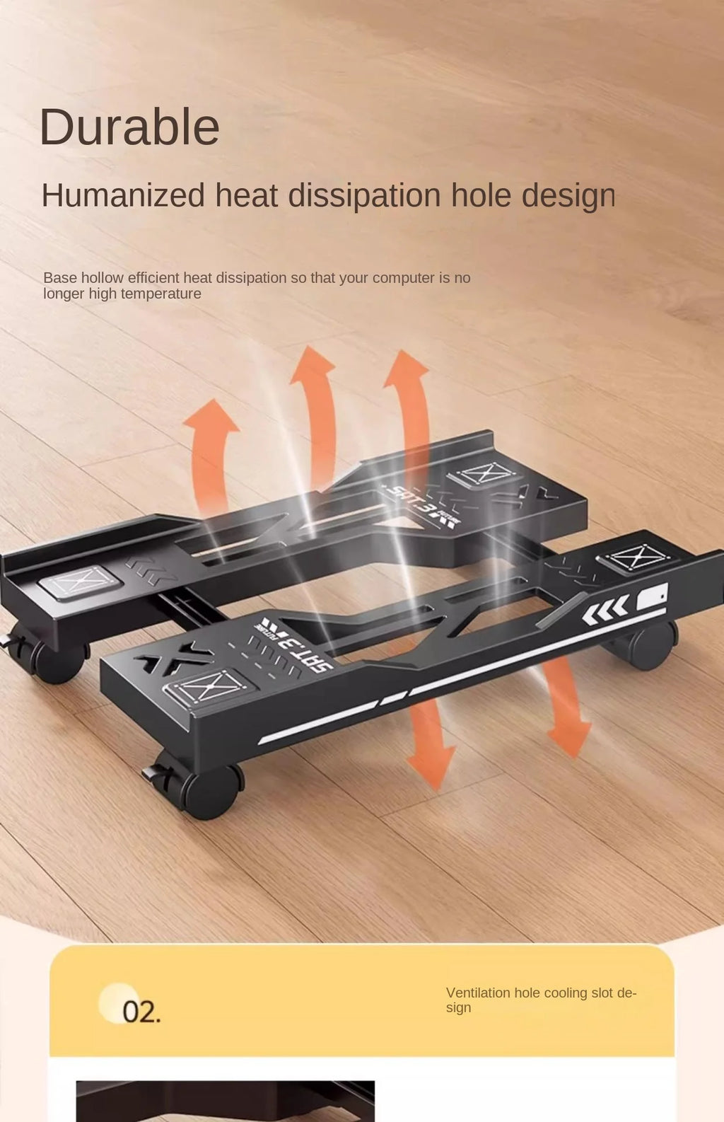 Adjustable Mobile CPU Stand with Rolling Wheels – PC Tower Holder