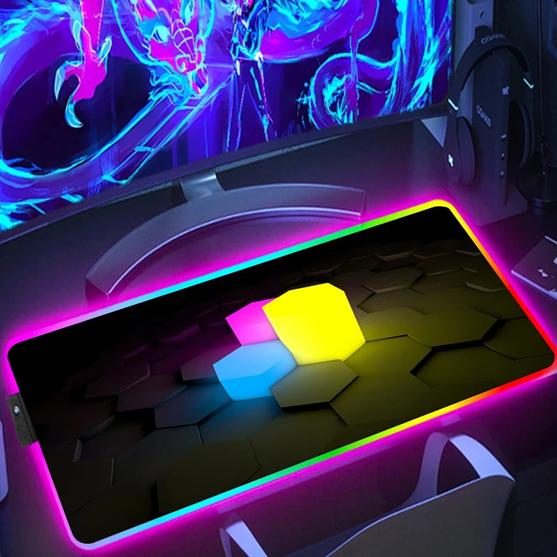 RGB Hexagon Gaming Mouse Pad – XXL LED Desk Mat