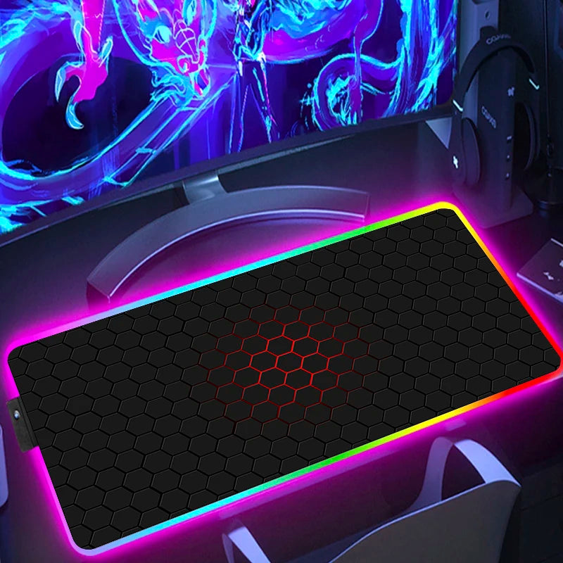 RGB Hexagon Gaming Mouse Pad – XXL LED Desk Mat