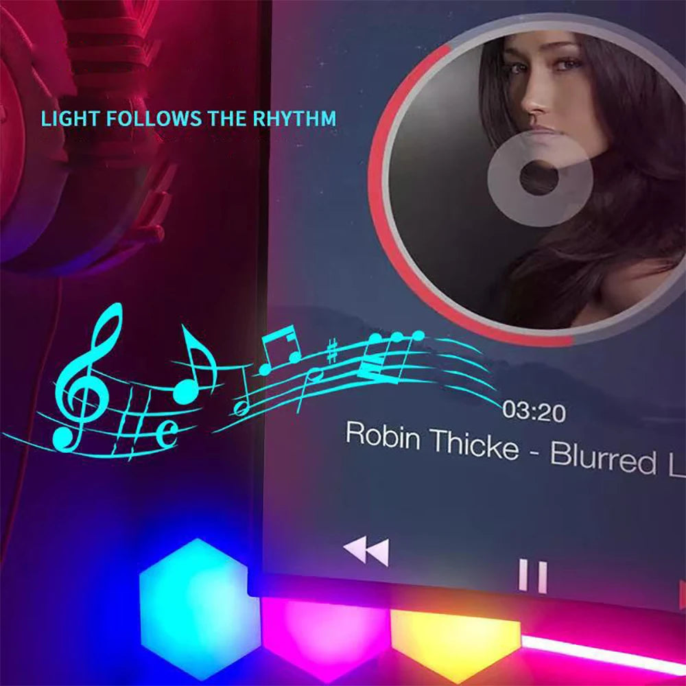 LED Hexagon Wall Panels – Smart APP RGB Gaming Lights