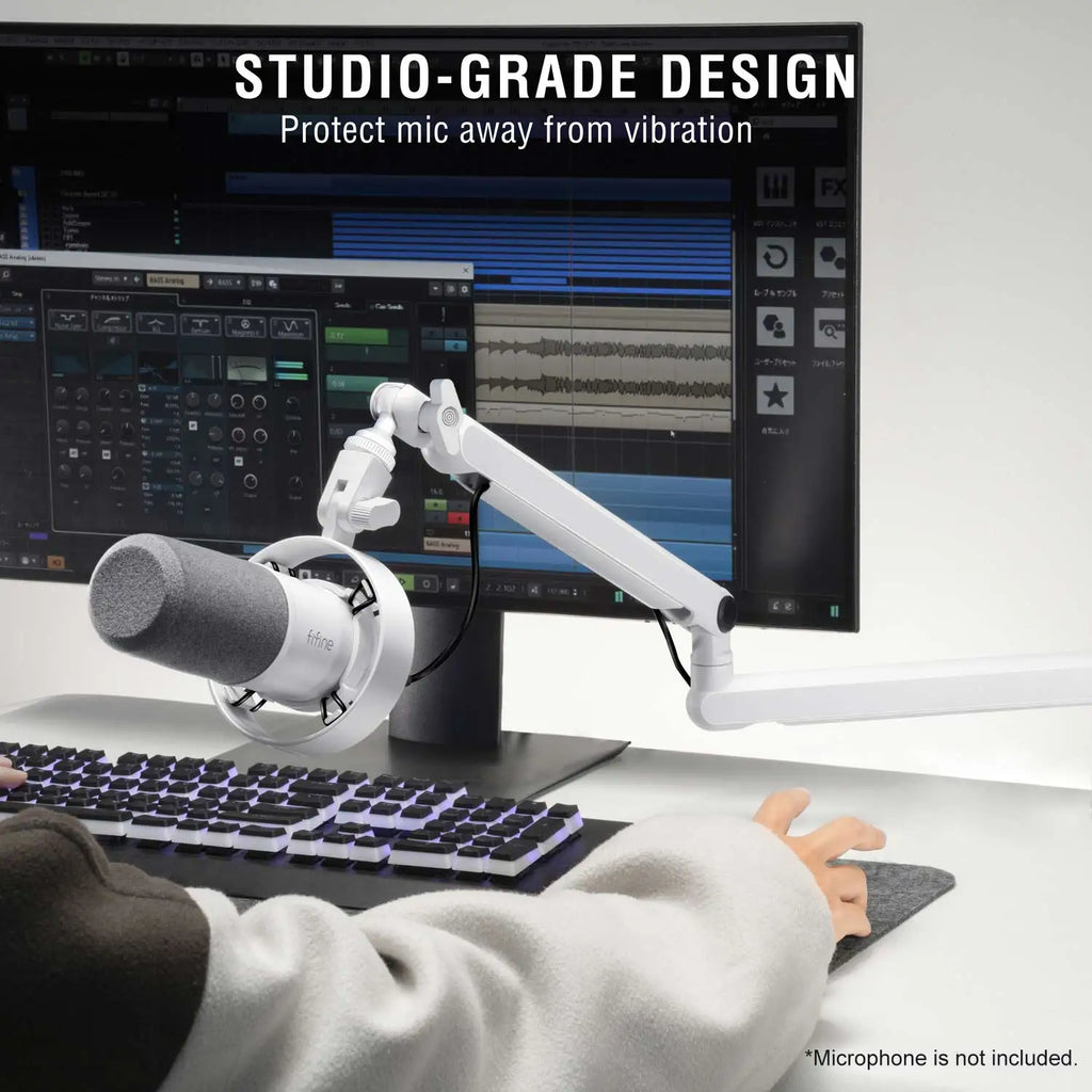 FIFINE Low Profile Mic Boom Arm – Desk Mount Stand