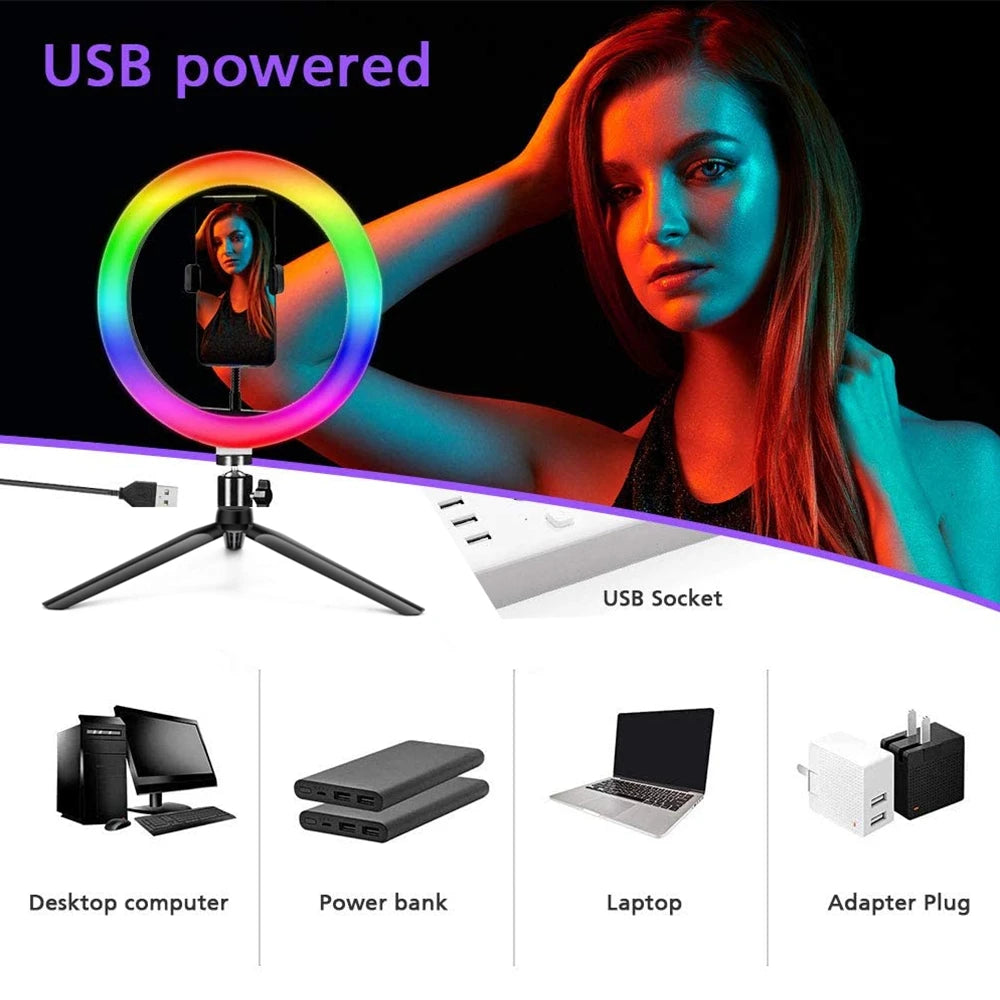 RGB Ring Light with Tripod & Remote Control for Streaming & Content Creation