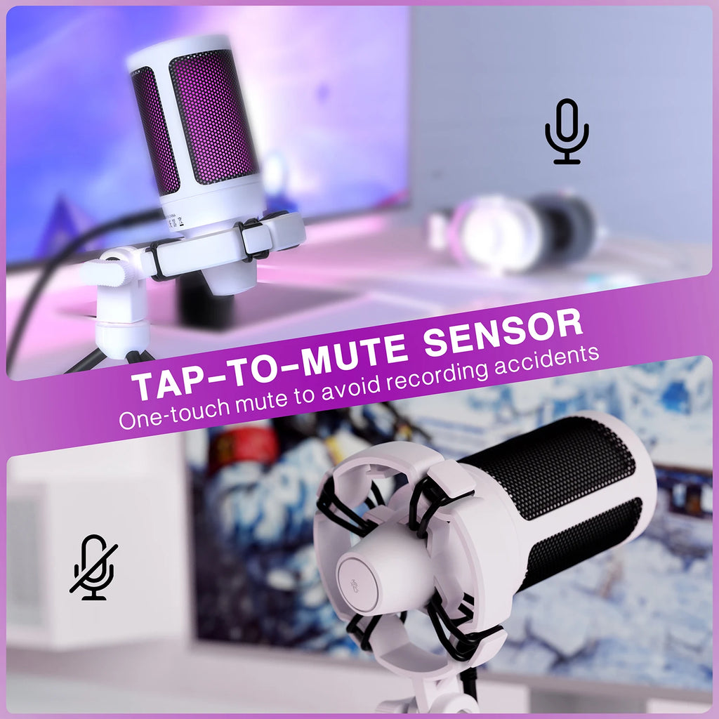 AmpliGame USB Gaming Microphone with RGB & Quick Mute