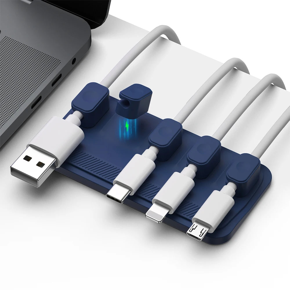 Magnetic Silicone Cable Organizer – Adhesive Cord Management Clip for Car, Desk & Office