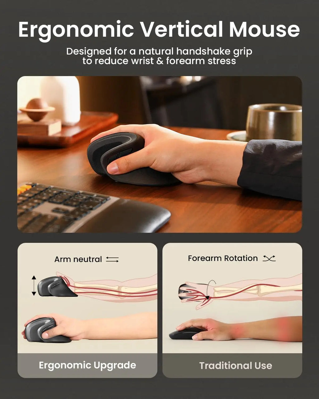 ProtoArc EM11 NL Ergonomic Wireless Vertical Mouse