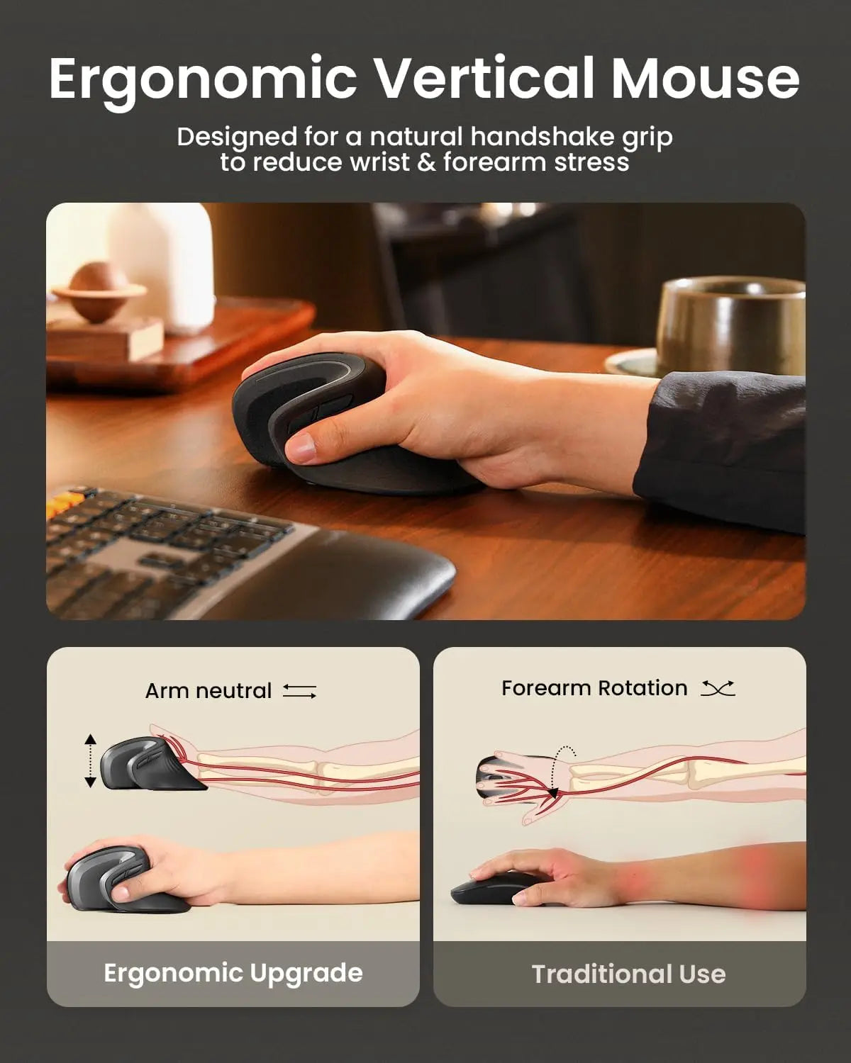 ProtoArc EM11 NL Ergonomic Wireless Vertical Mouse
