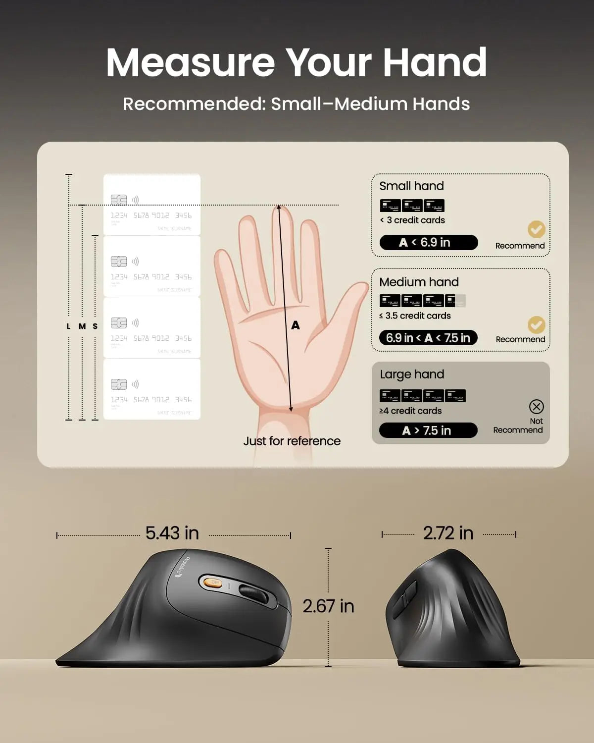 ProtoArc EM11 NL Ergonomic Wireless Vertical Mouse