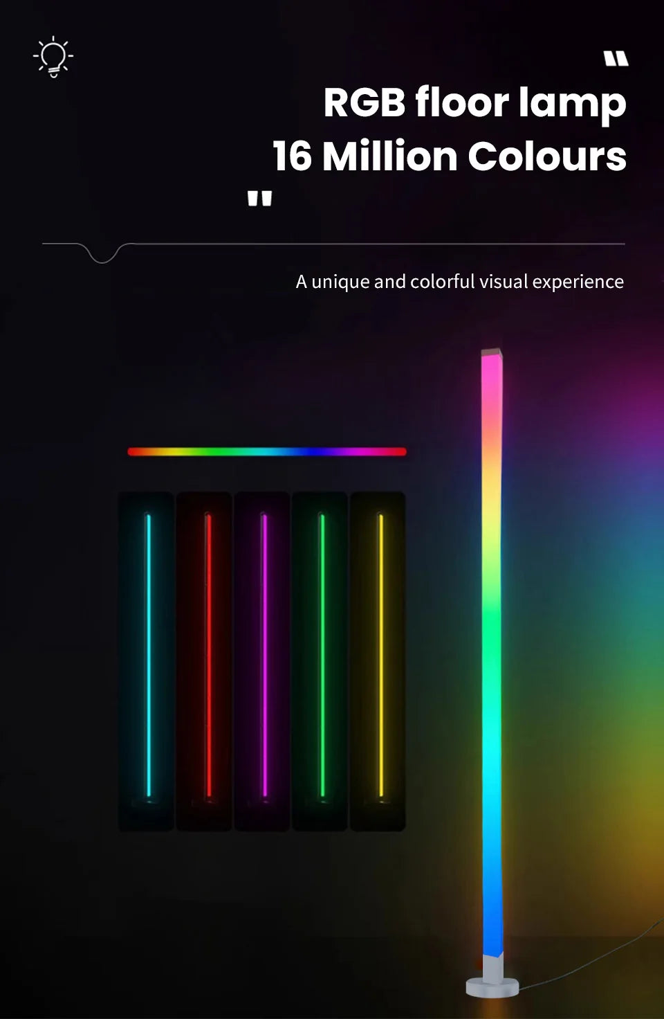 RGB LED Corner Floor Lamp – Smart APP & Remote Control Ambient Light