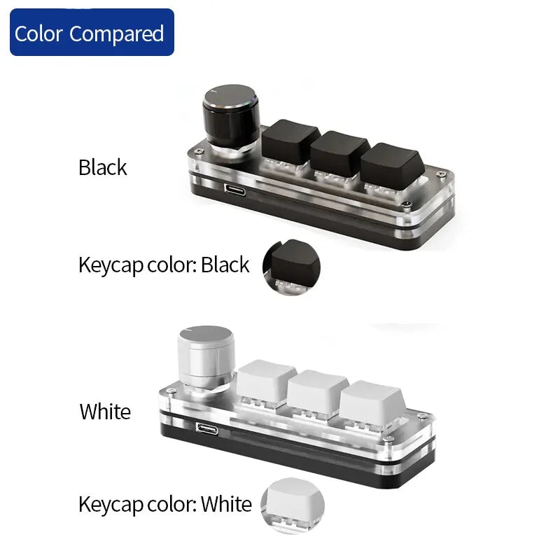 USB Mechanical Macro Keyboard – 3-Key RGB Custom Gaming Keypad