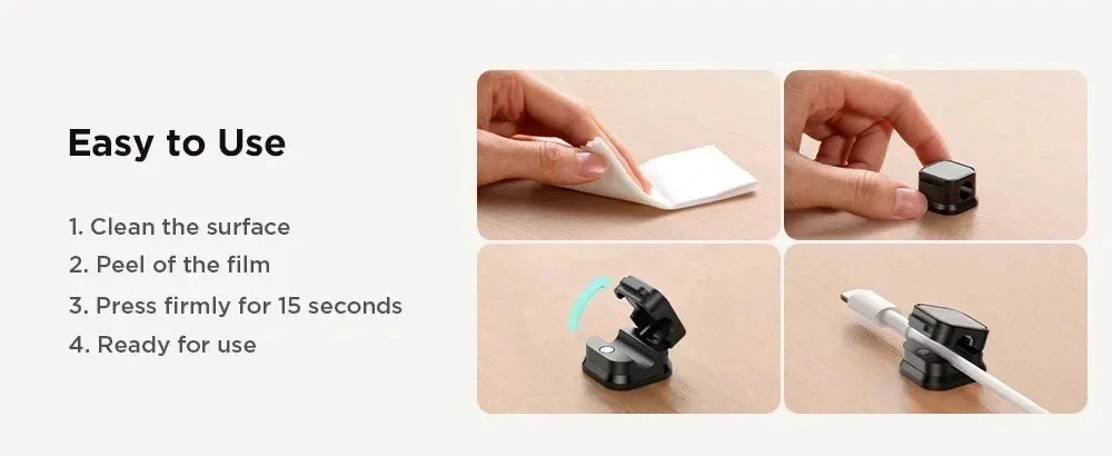 Magnetic Cable Organizer Clips – Adhesive Cord Management Holder for Desk & Gaming Setup