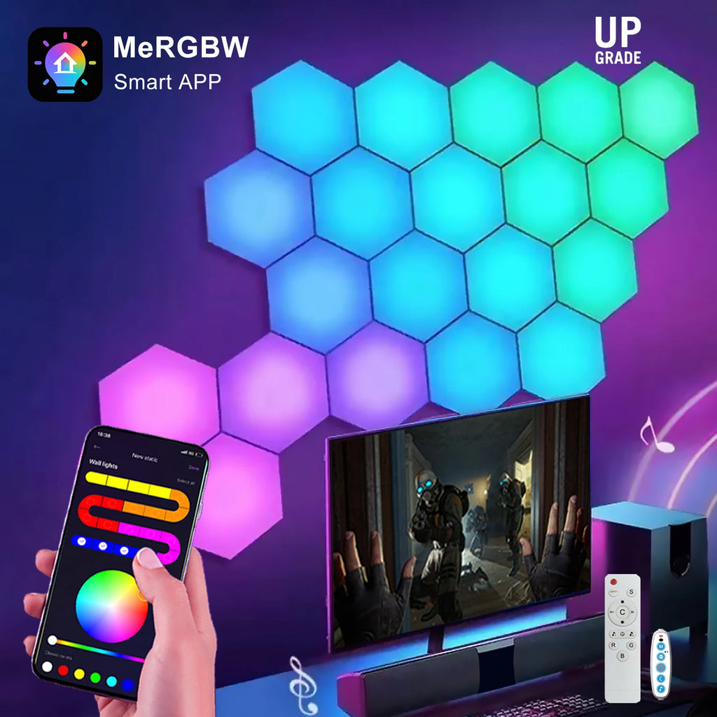 RGB Hexagon LED Wall Panels – Smart App-Controlled Gaming Room Lights