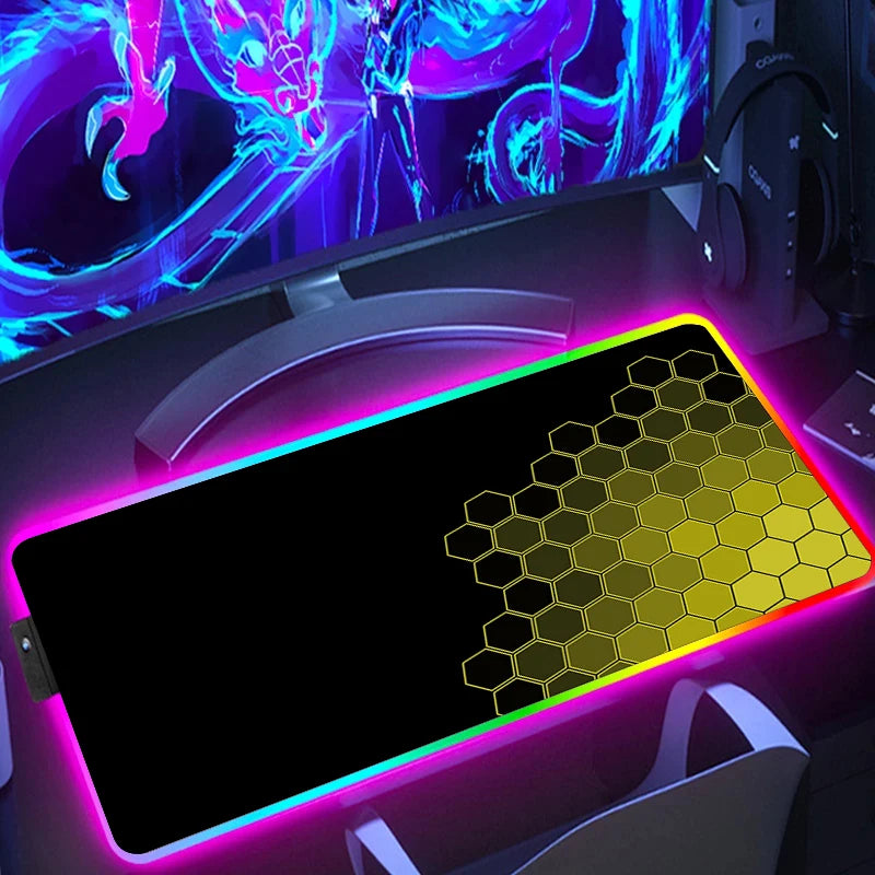 RGB Hexagon Gaming Mouse Pad – XXL LED Desk Mat