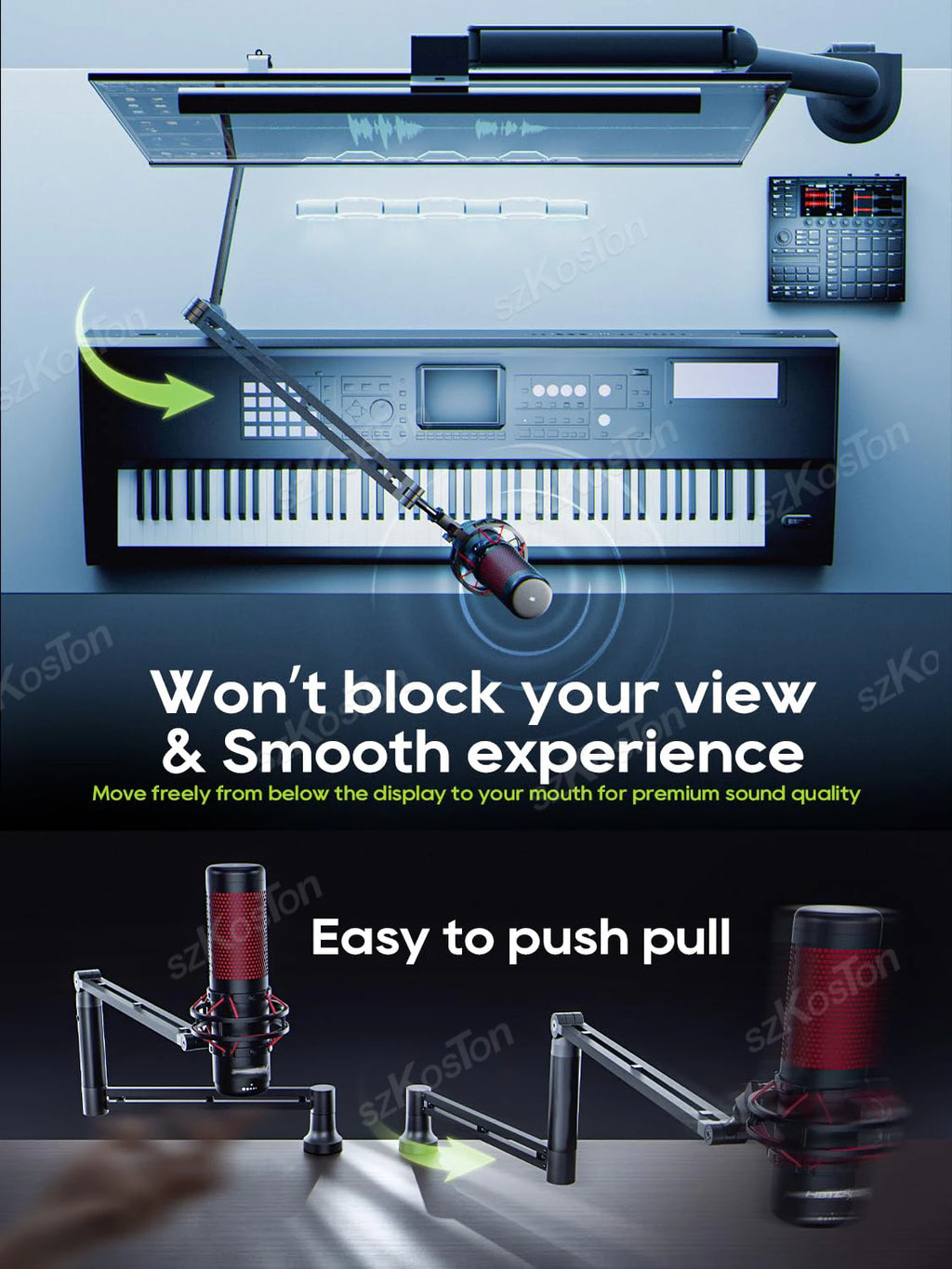 Low Profile Mic Boom Arm with Cable Management