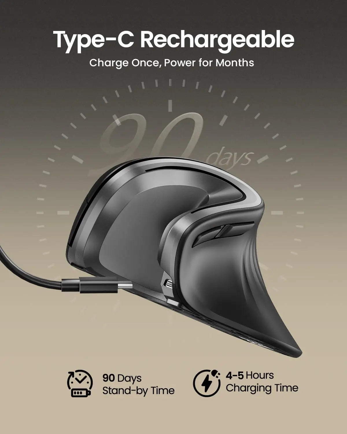 ProtoArc EM11 NL Ergonomic Wireless Vertical Mouse