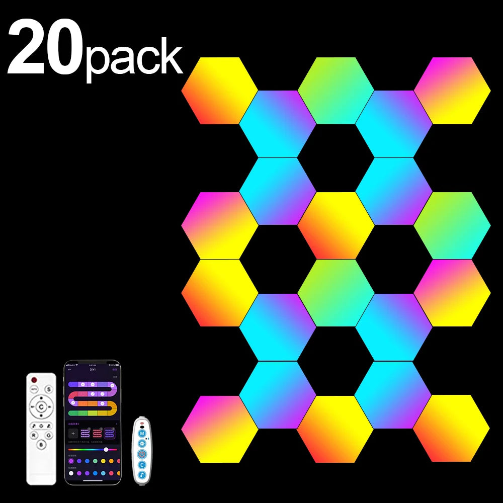 RGB Hexagon LED Wall Panels – Smart App-Controlled Gaming Room Lights