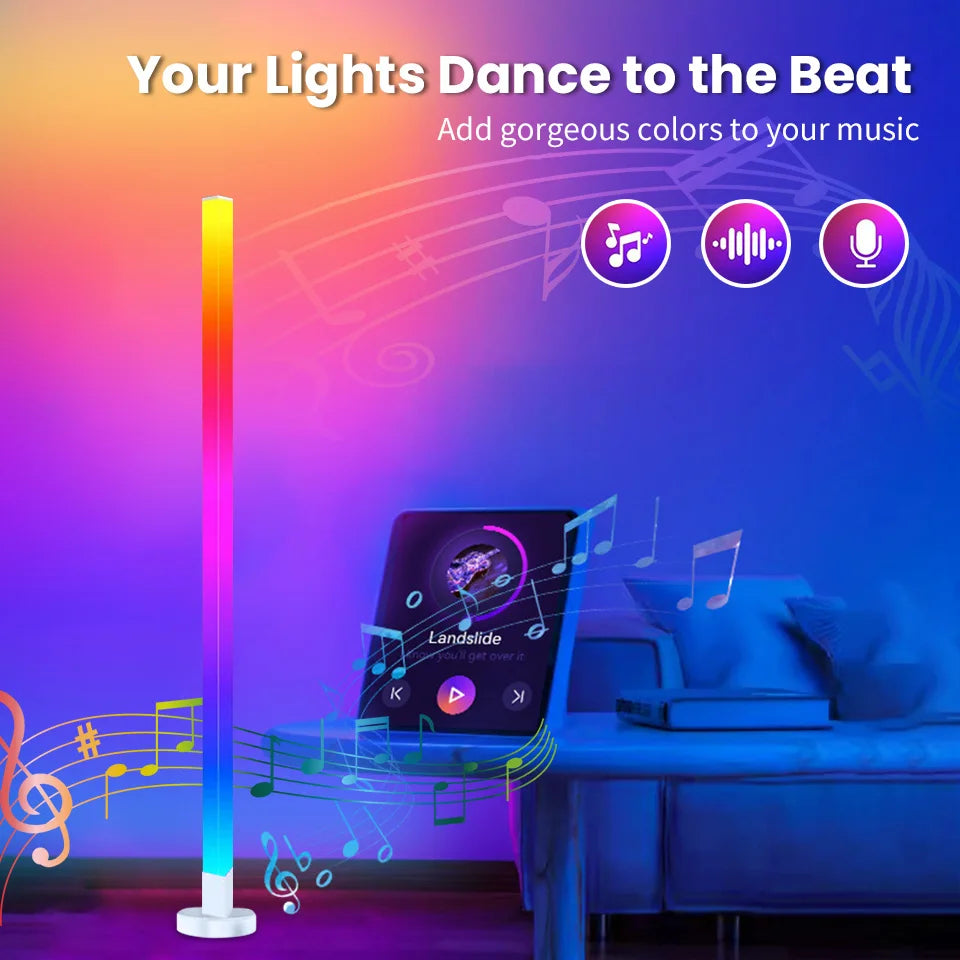 RGB LED Corner Floor Lamp – Smart APP & Remote Control Ambient Light