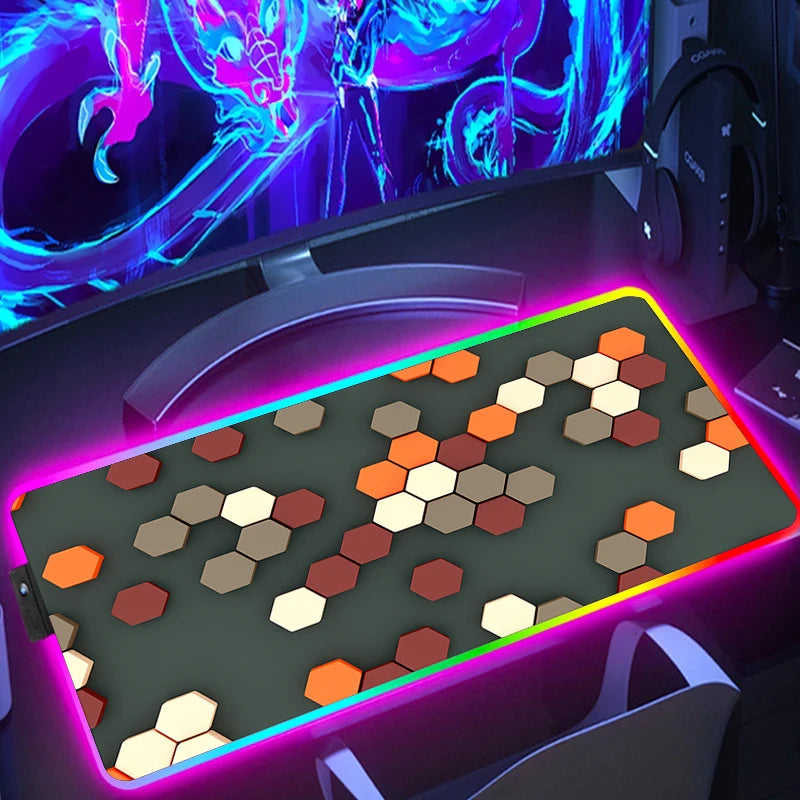 RGB Hexagon Gaming Mouse Pad – XXL LED Desk Mat