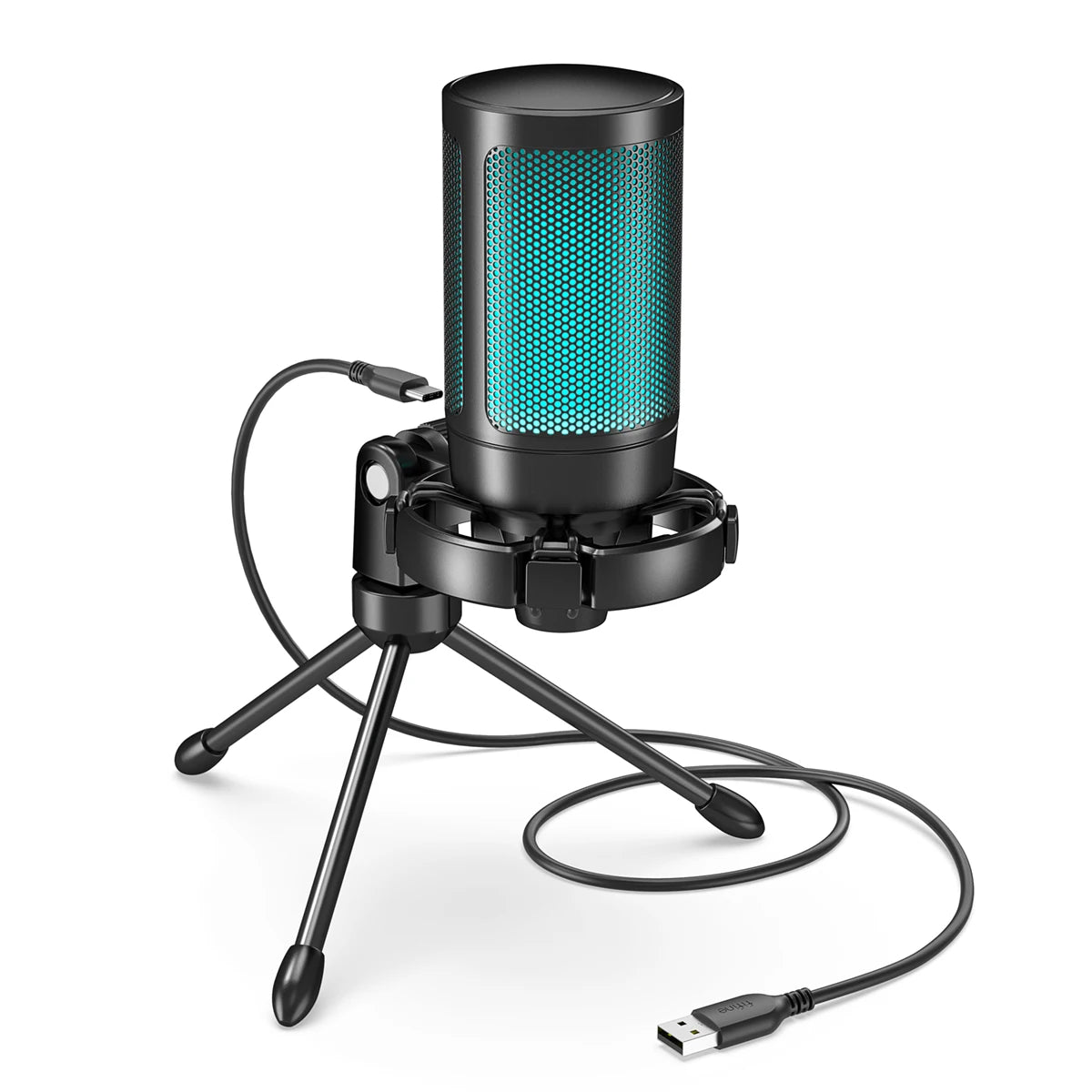 FIFINE AmpliGame RGB USB Gaming Microphone with Touch Mute & Tripod Stand