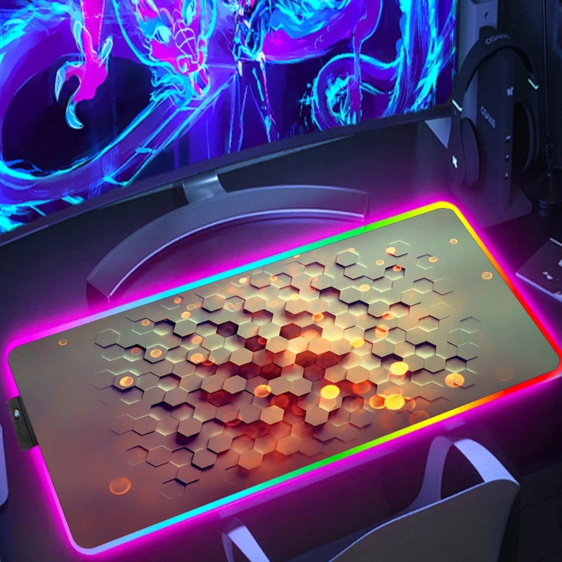 RGB Hexagon Gaming Mouse Pad – XXL LED Desk Mat