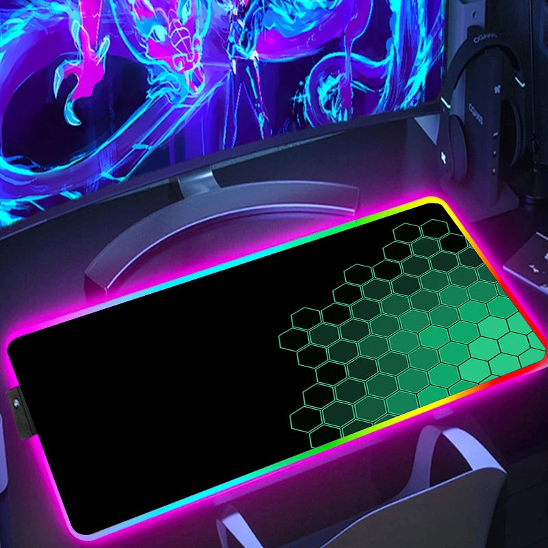 RGB Hexagon Gaming Mouse Pad – XXL LED Desk Mat