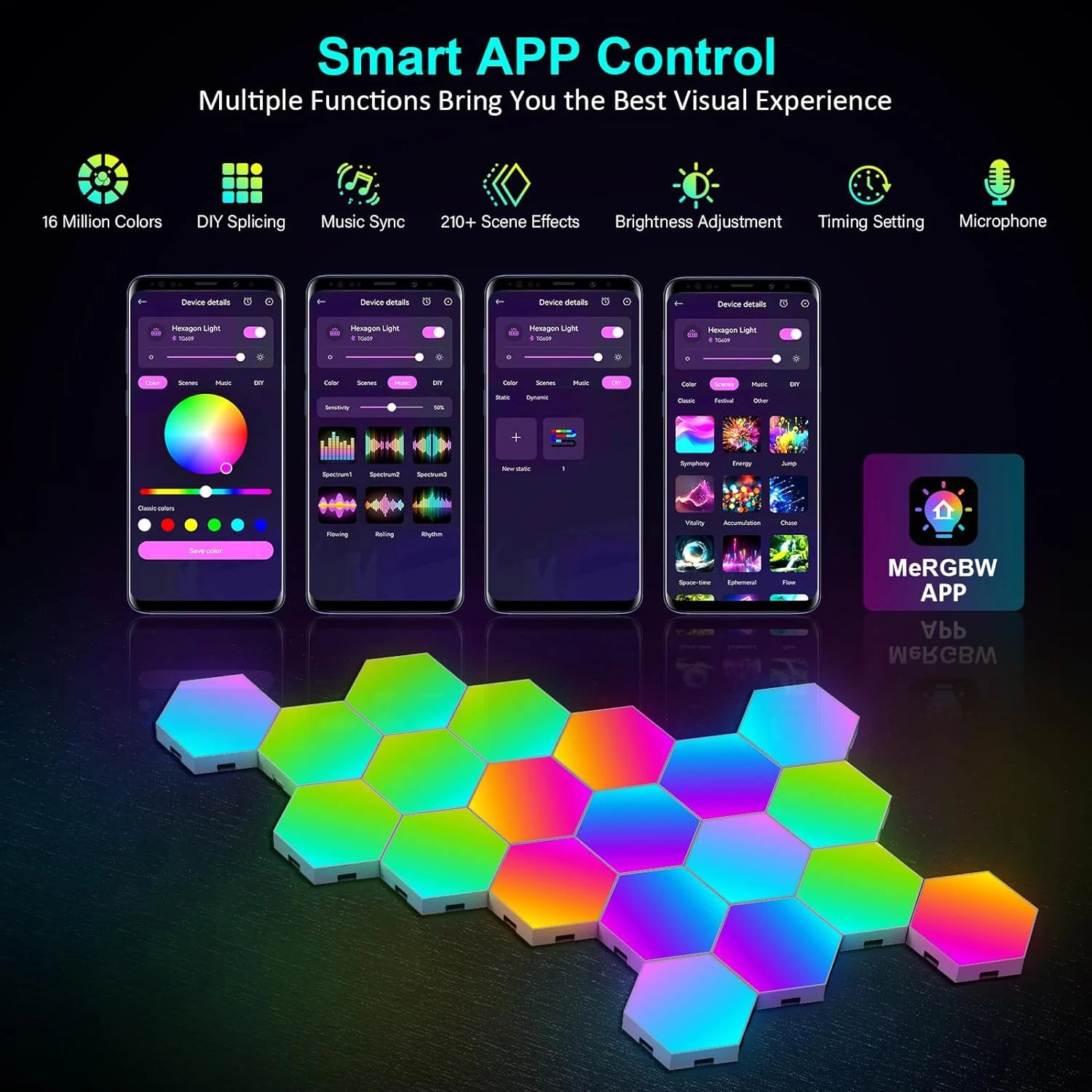 RGB Hexagon LED Wall Panels – Smart App-Controlled Gaming Room Lights