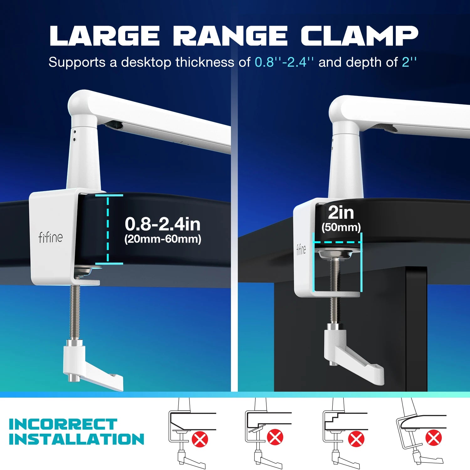 FIFINE Low Profile Mic Boom Arm – Desk Mount Stand