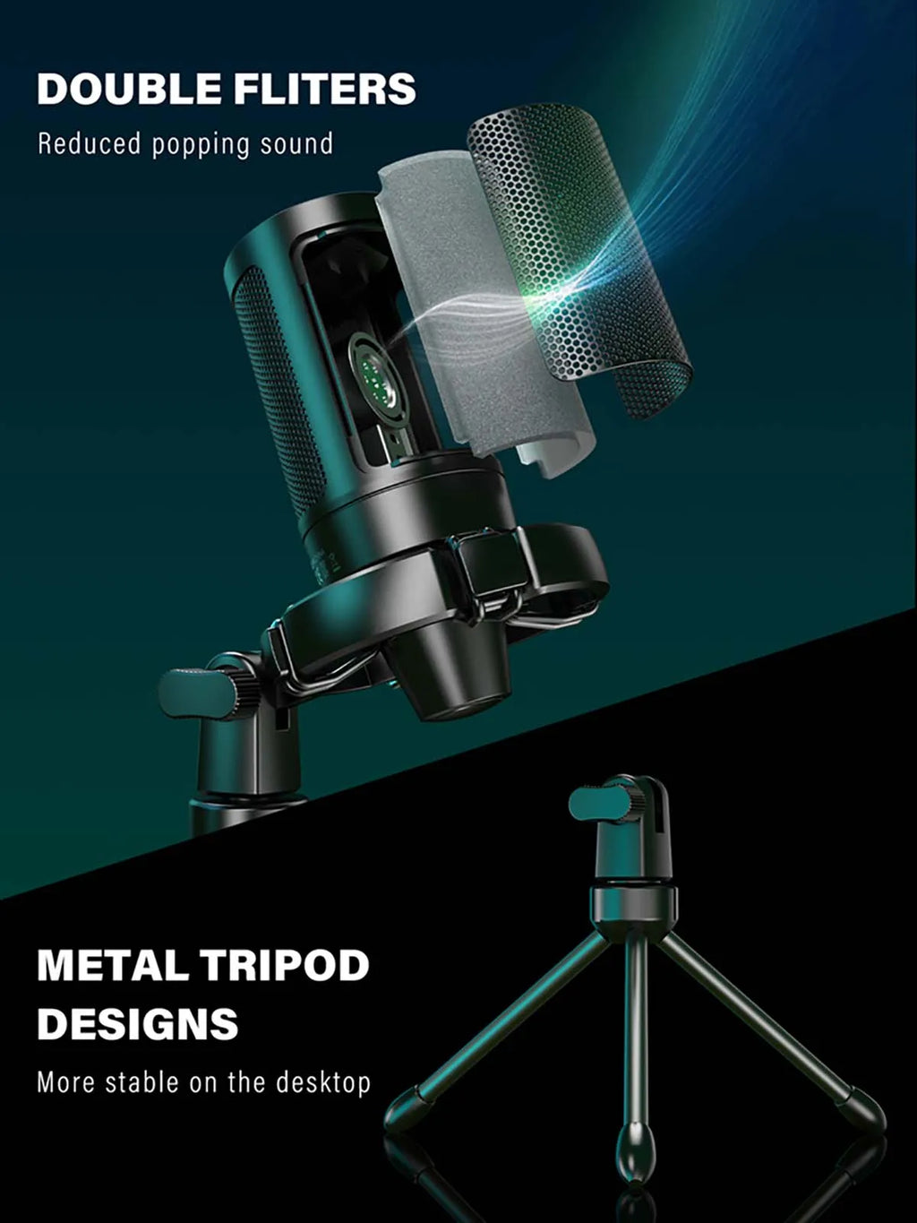 FIFINE AmpliGame RGB USB Gaming Microphone with Touch Mute & Tripod Stand