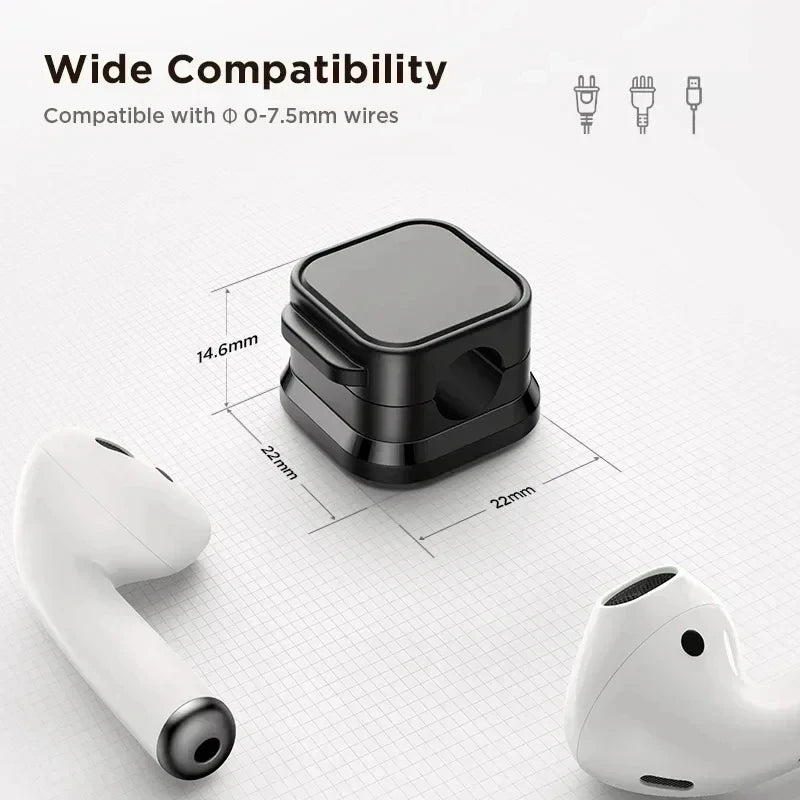 Magnetic Cable Organizer Clips – Adhesive Cord Management Holder for Desk & Gaming Setup