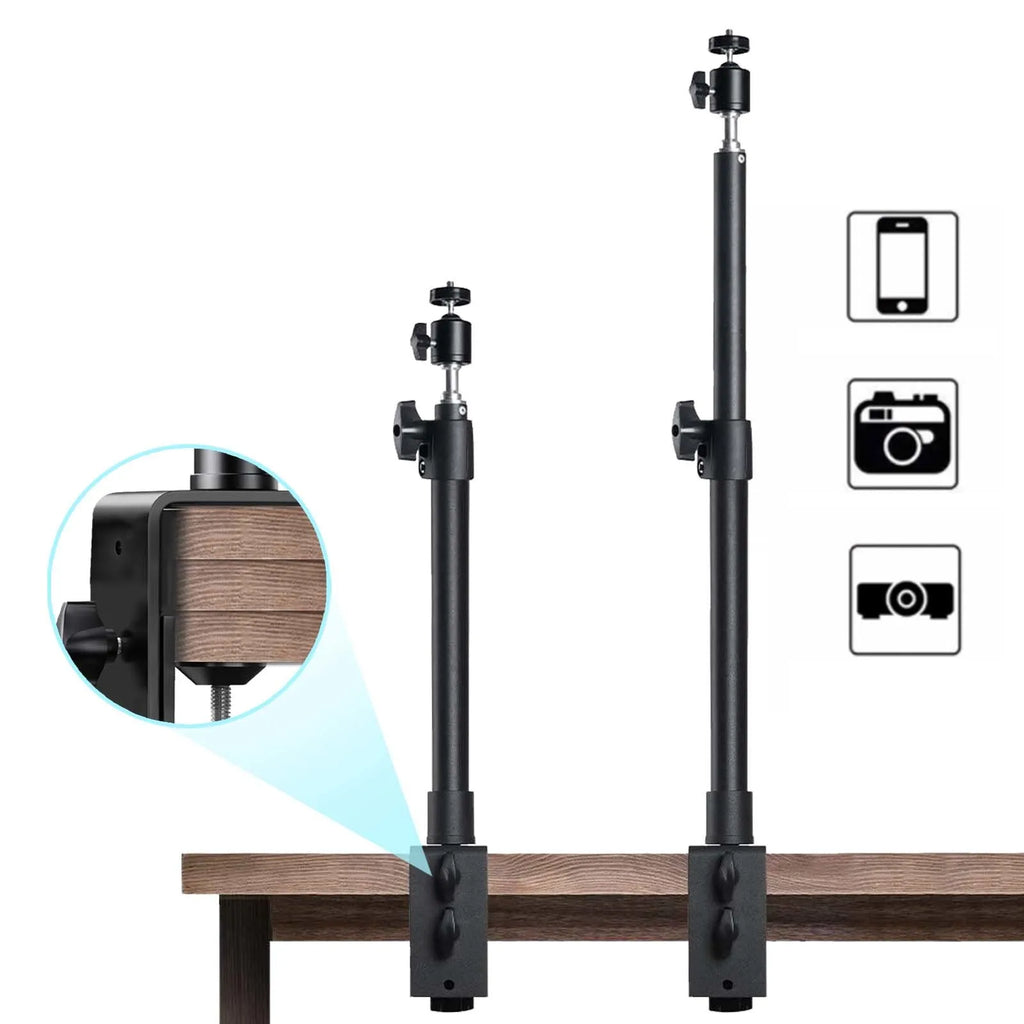 Adjustable Desk Mount Camera & Ring Light Stand – C-Clamp Photography Arm